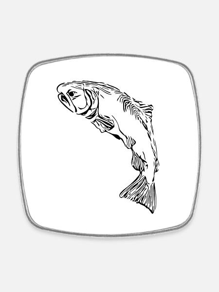 Lachs - Viereckiger Kühlschrankmagnet - Weiß