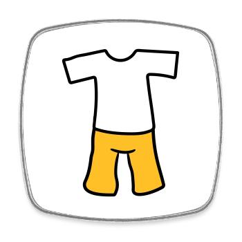 t shirt oberteil kleidung hose anziehen kurze shor - Viereckiger Kühlschrankmagnet - Weiß - Vorne