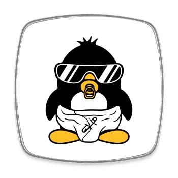 pinguin baby kind schnuller windel sonnenbrille lu - Viereckiger Kühlschrankmagnet - Weiß - Vorne
