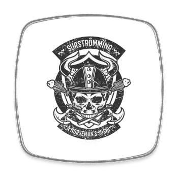 Surströmming T Shirt Norseman's Sushi - Viereckiger Kühlschrankmagnet - Weiß - Vorne