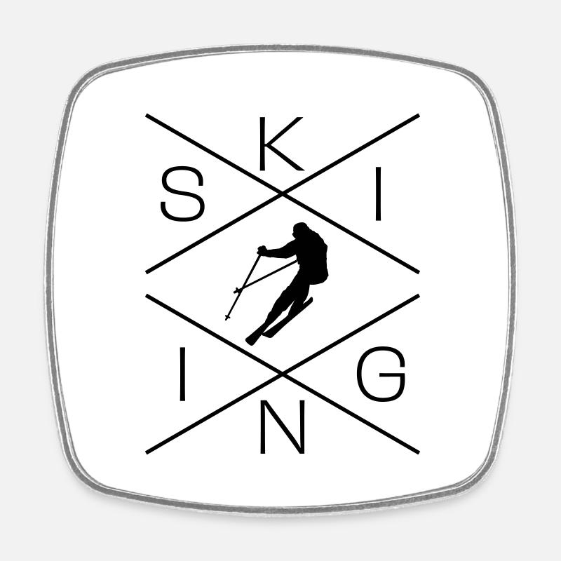 Ski - Viereckiger Kühlschrankmagnet - Weiß