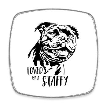 STAFFORDSHIRE BULL TERRIER Staffy Wilsigns - Square fridge magnet - white - Front