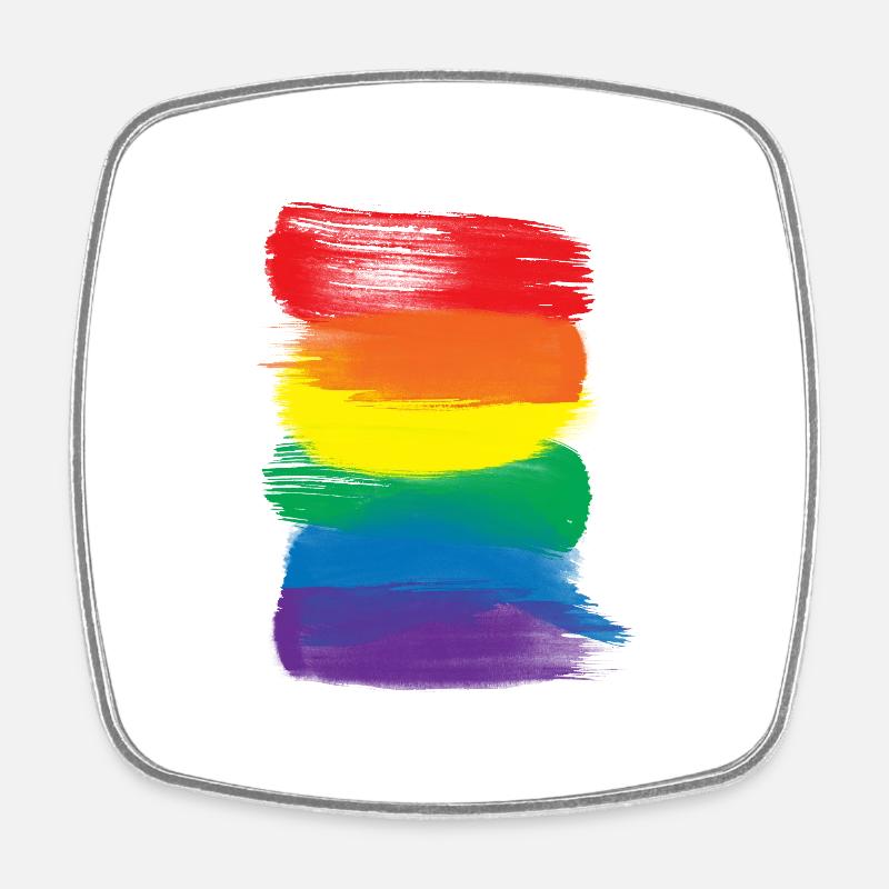 Pride paint strokes - Pride rainbow flag - Square fridge magnet - white