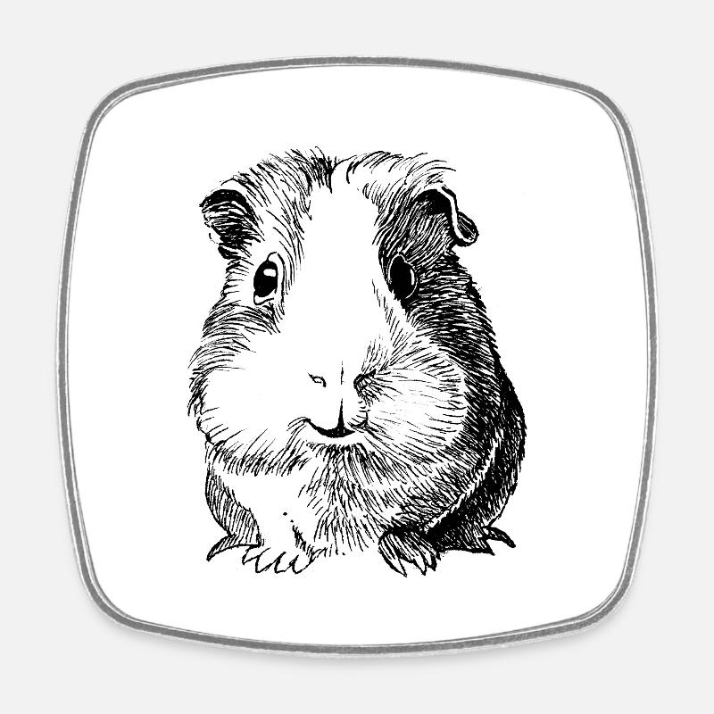 Guinea pig ink from the front - Square fridge magnet - white