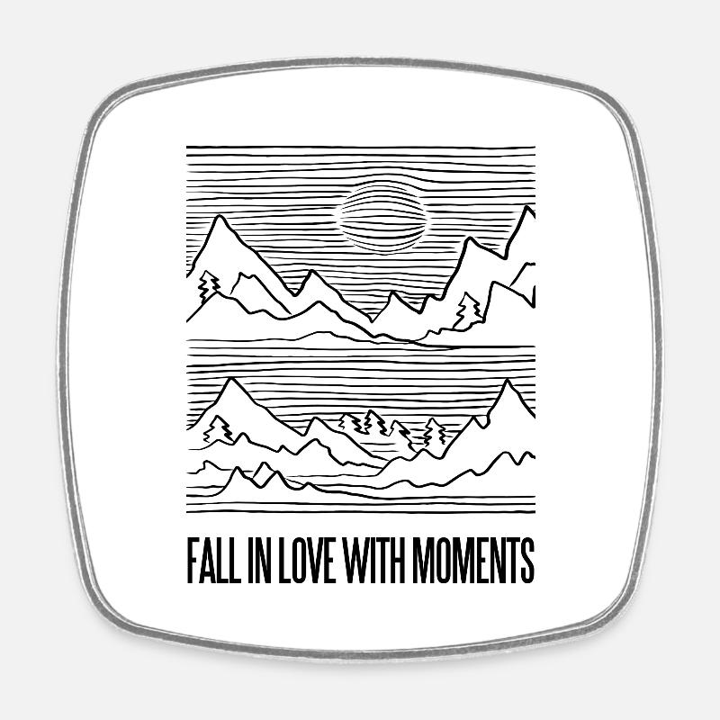 Hike camping mountain peak mountaineering forest - Square fridge magnet - white