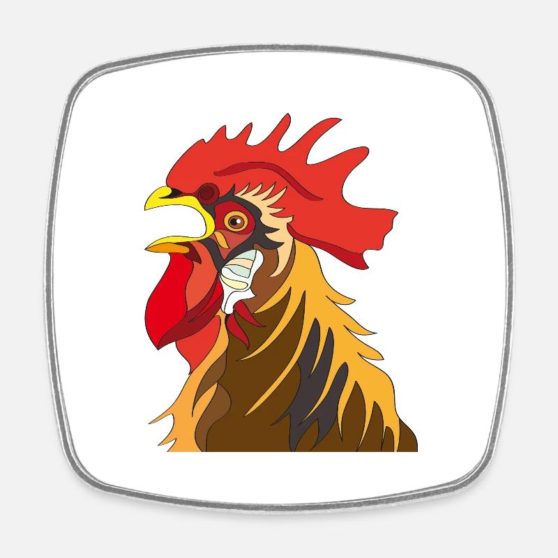 Rooster - Square fridge magnet - white