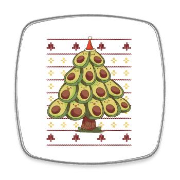 Ugly Christmas sweater: Avocado Christmas tree - Square fridge magnet - white - Front