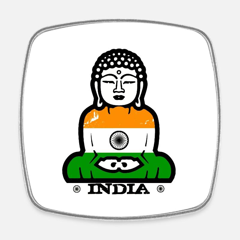 Inde - Magnet carré - blanc
