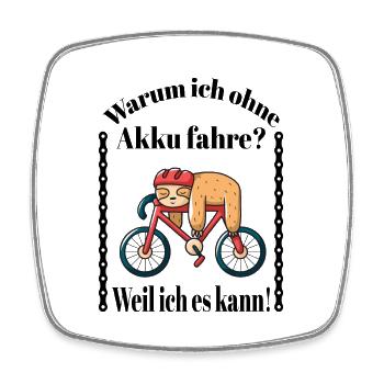 Faultier auf einem Fahrrad - Viereckiger Kühlschrankmagnet - Weiß - Vorne