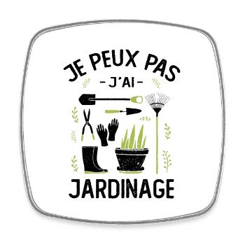 Je Peux Pas J'ai Jardinage - Magnet carré - blanc - Devant