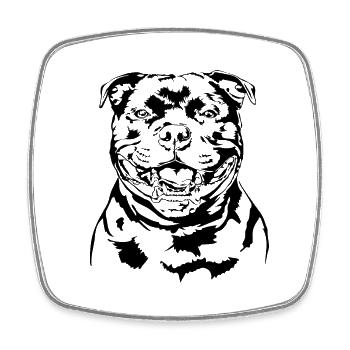 STAFFORDSHIRE BULLTERRIER Portrait de chien Wilsigns - Magnet carré - blanc - Devant