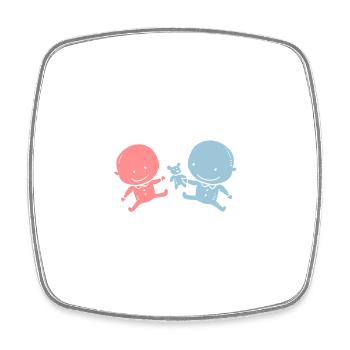 TWINS INSIDE BABY SCHWANGER ZWILLINGE - Viereckiger Kühlschrankmagnet - Weiß - Vorne