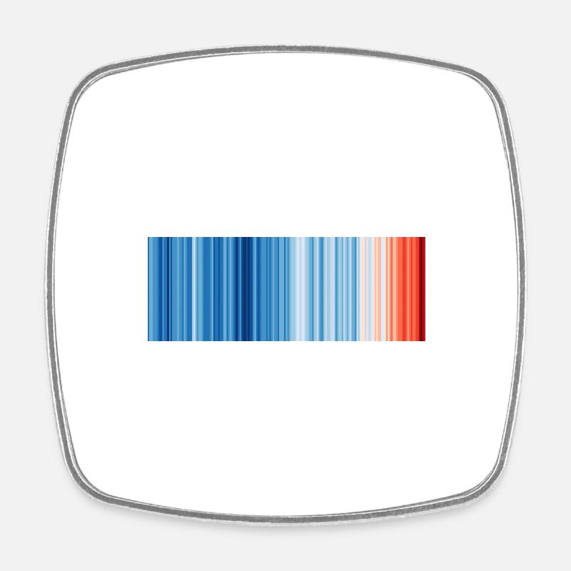 Warming Stripes illlustrating the global warming - Square fridge magnet - white