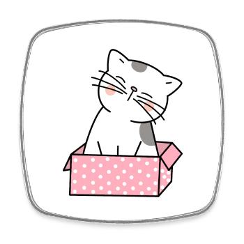 Katze Karton Niedlich - Viereckiger Kühlschrankmagnet - Weiß - Vorne