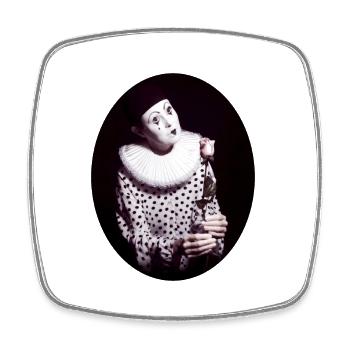 Pierrot mit Rose - Viereckiger Kühlschrankmagnet - Weiß - Vorne