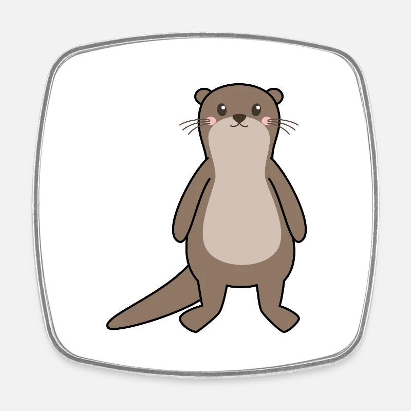 Otter - Viereckiger Kühlschrankmagnet - Weiß