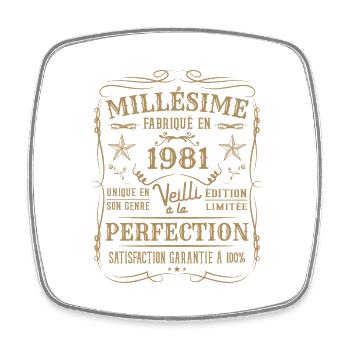 Millésime Fabriqué En 1981 Vieilli à La Perfection - Magnet carré - blanc - Devant