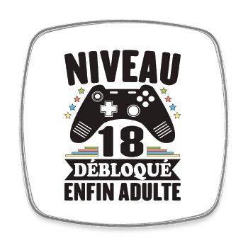 Niveau 18 Ans Débloqué Enfin Adulte Cadeau - Magnet carré - blanc - Devant