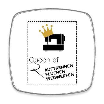 Queen of Nähmaschine - Viereckiger Kühlschrankmagnet - Weiß - Vorne