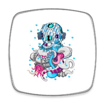 Octopus - zombie - cool sea monster streetwear - Square fridge magnet - white - Front