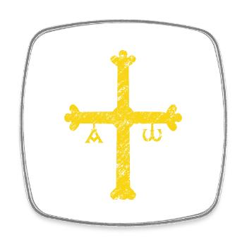 Getragenes Victoria-Kreuz Symbol von Asturien - Viereckiger Kühlschrankmagnet - Weiß - Vorne
