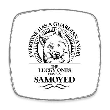 SAMOYED Guardian Angel Hunde Spruch Hund WILSIGNS - Viereckiger Kühlschrankmagnet - Weiß - Vorne