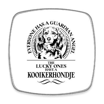 KOOIKERHONDJE Guardian Angel Chien Disant WILSIGNS - Magnet carré - blanc - Devant