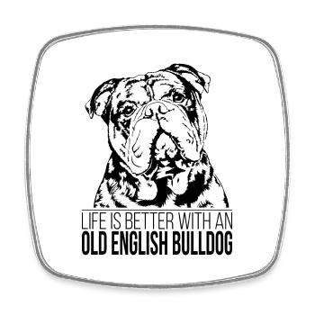 OLD DEUTSCH BULLDOG la vie est meilleure Hunde Wilsigns - Magnet carré - blanc - Devant