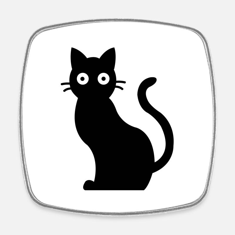 Chat Chat Noir - Magnet carré - blanc