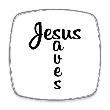 Jesus saves - Viereckiger Kühlschrankmagnet - Weiß - Vorne