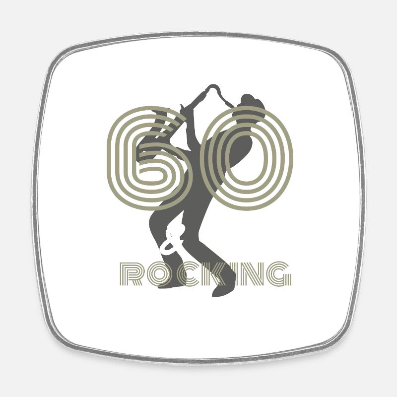 Saxophone Still Rocking - 60th Birthday - Square fridge magnet - white
