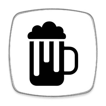 Verre à bière - Magnet carré - blanc - Devant
