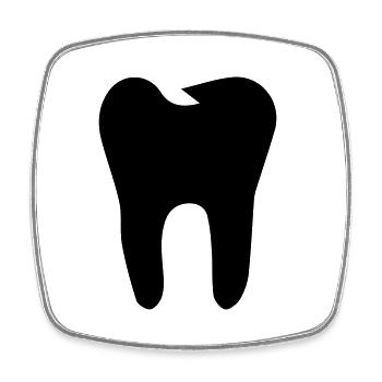 Symbole de l’icône de dent - Magnet carré - blanc - Devant