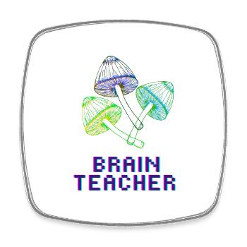 Brain Teacher Magic Mushrooms Pilze Trip - Viereckiger Kühlschrankmagnet - Weiß - Vorne