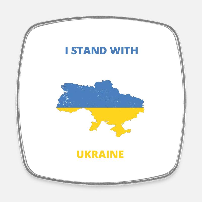 I stand with Ukraine - Square fridge magnet - white