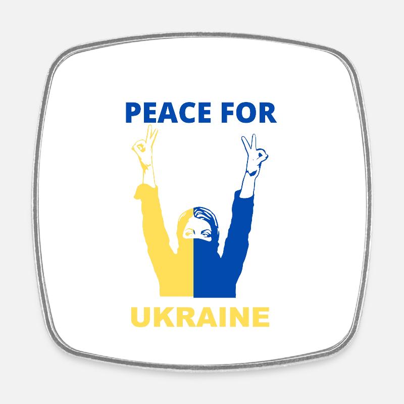PEACE FOR UKRAINE - Square fridge magnet - white