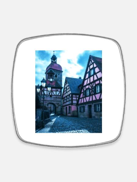 Mittelalter Stadt - Viereckiger Kühlschrankmagnet - Weiß