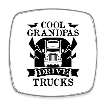 Cool Grandpas Drive Trucks - Square fridge magnet - white - Front