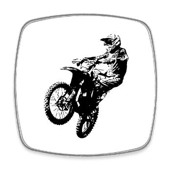 moto cross - Magnet carré - blanc - Devant