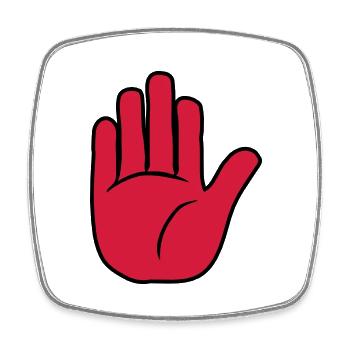 Stop Hand Zeichen - Viereckiger Kühlschrankmagnet - Weiß - Vorne