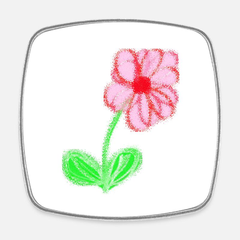 Fleur rouge peinte à la main pixel de fleur abstraite - Magnet carré - blanc