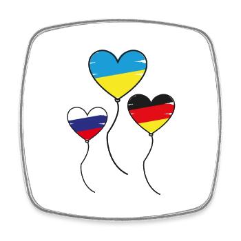 Ballon Herz Deutschland Ukraine Russland Peace - Viereckiger Kühlschrankmagnet - Weiß - Vorne