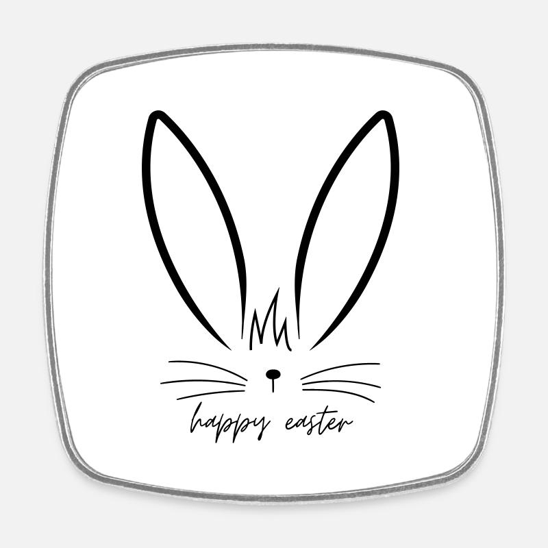 Minimal Bunny - Joyeuses Pâques - Magnet carré - blanc