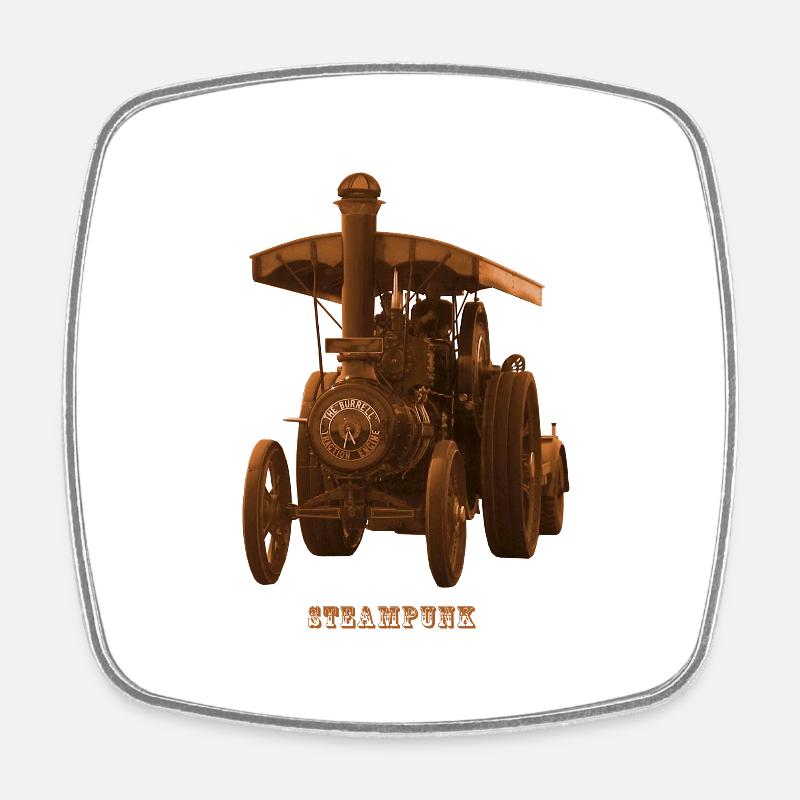 Tractor Tractor Steampunk Steam Engine Retro - Square fridge magnet - white