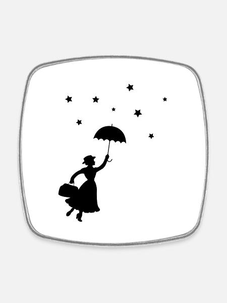 Frau Regenschirm - Viereckiger Kühlschrankmagnet - Weiß
