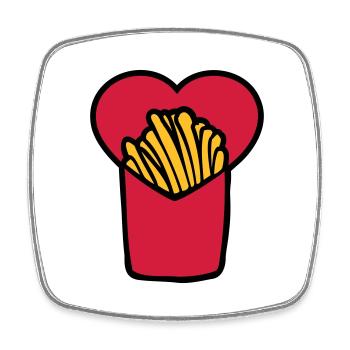 French Fries Love - Viereckiger Kühlschrankmagnet - Weiß - Vorne