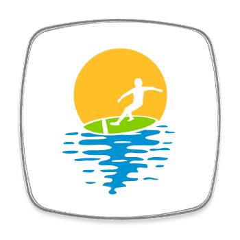 Abend Sonne Surfer - Viereckiger Kühlschrankmagnet - Weiß - Vorne