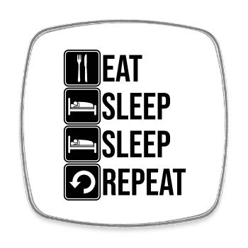 Repeat sleep daily - Square fridge magnet - white - Front