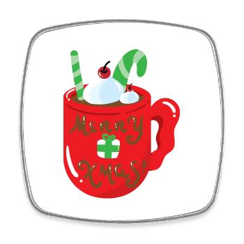 Weihnachten Tasse - Viereckiger Kühlschrankmagnet - Weiß - Vorne