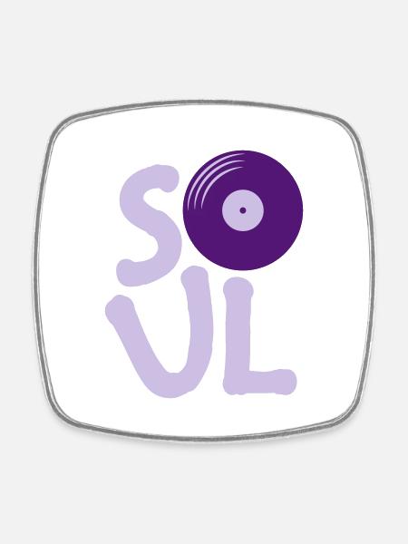 Vinyl Soul Music - Square fridge magnet - white